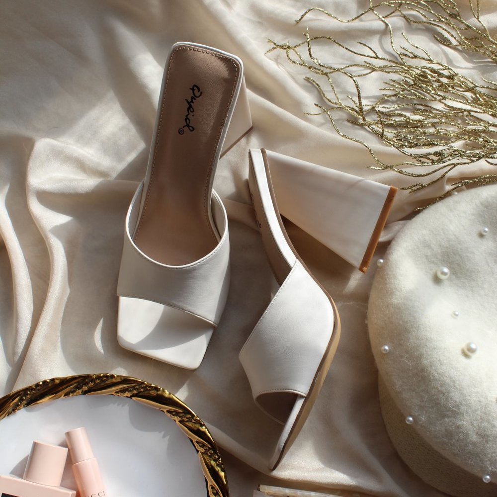 It Girl Collection White Block Heel